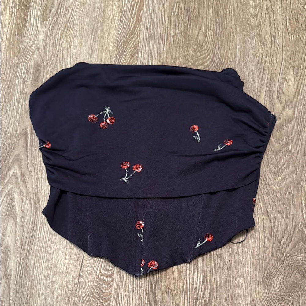 Blue Blush Navy Cherry Corset Top